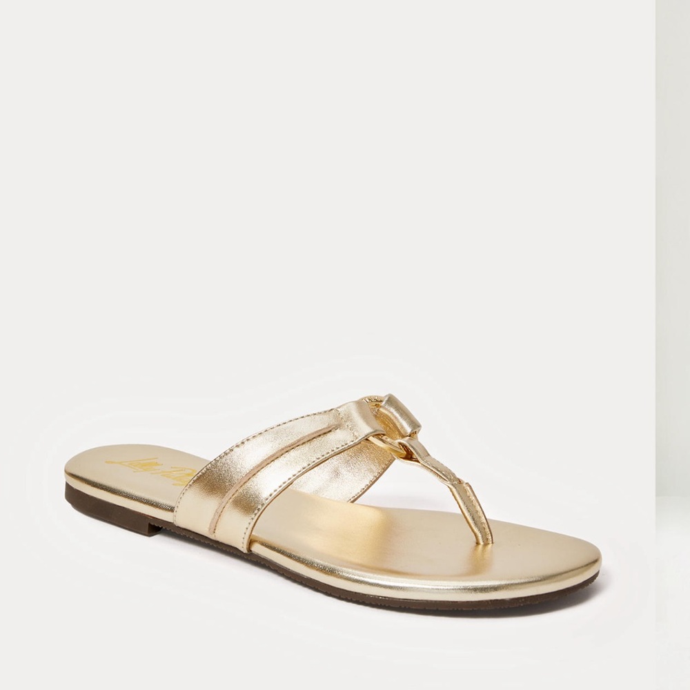 Lilly Pulitzer McKim Sandals Gold Metallic Size 8 NIB